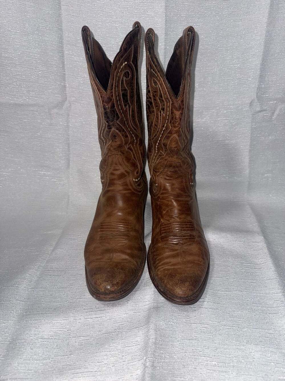 Ariat Western Cowboy Boots Distressed Brown Leather